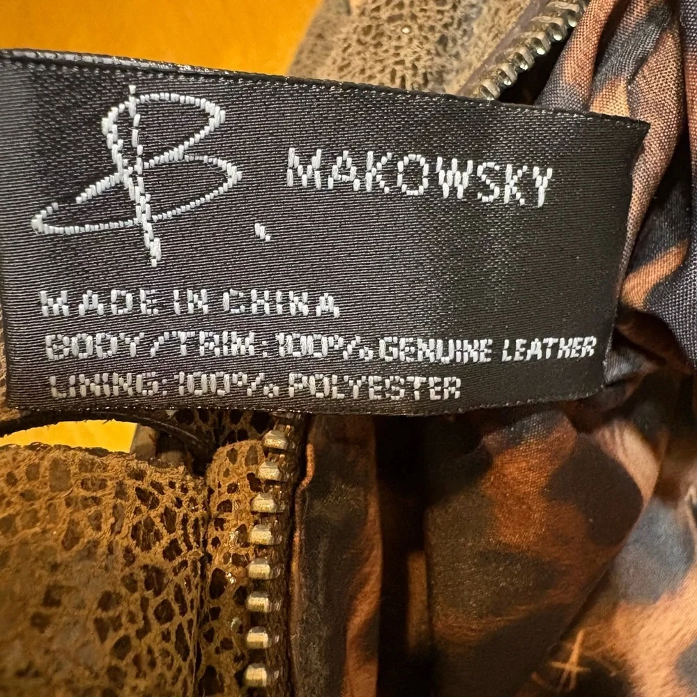 B. Makowsky Textured Brown and Tan Shoulder Bag - Picture 6 of 7